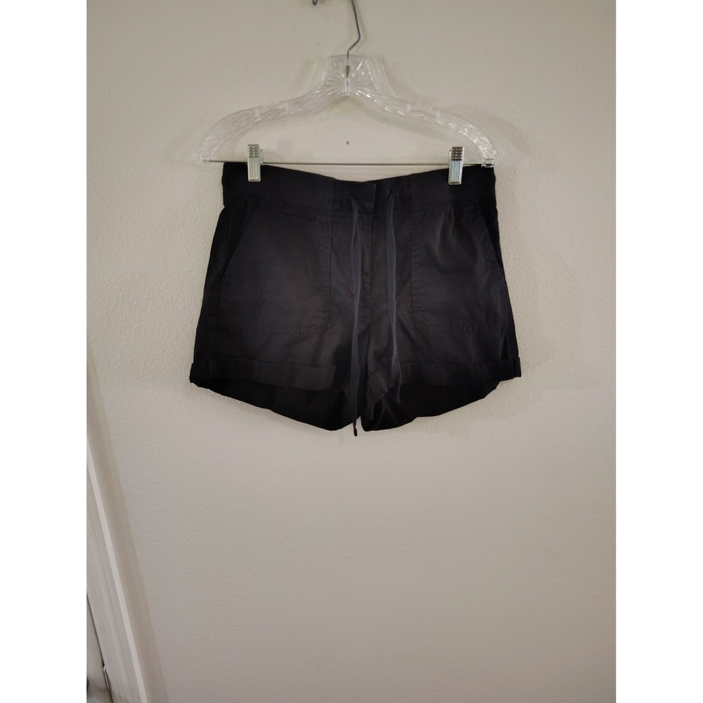 Loft Black Utility Drawstring Shorts Womens 6 Elastic Waist Cuffed Casual